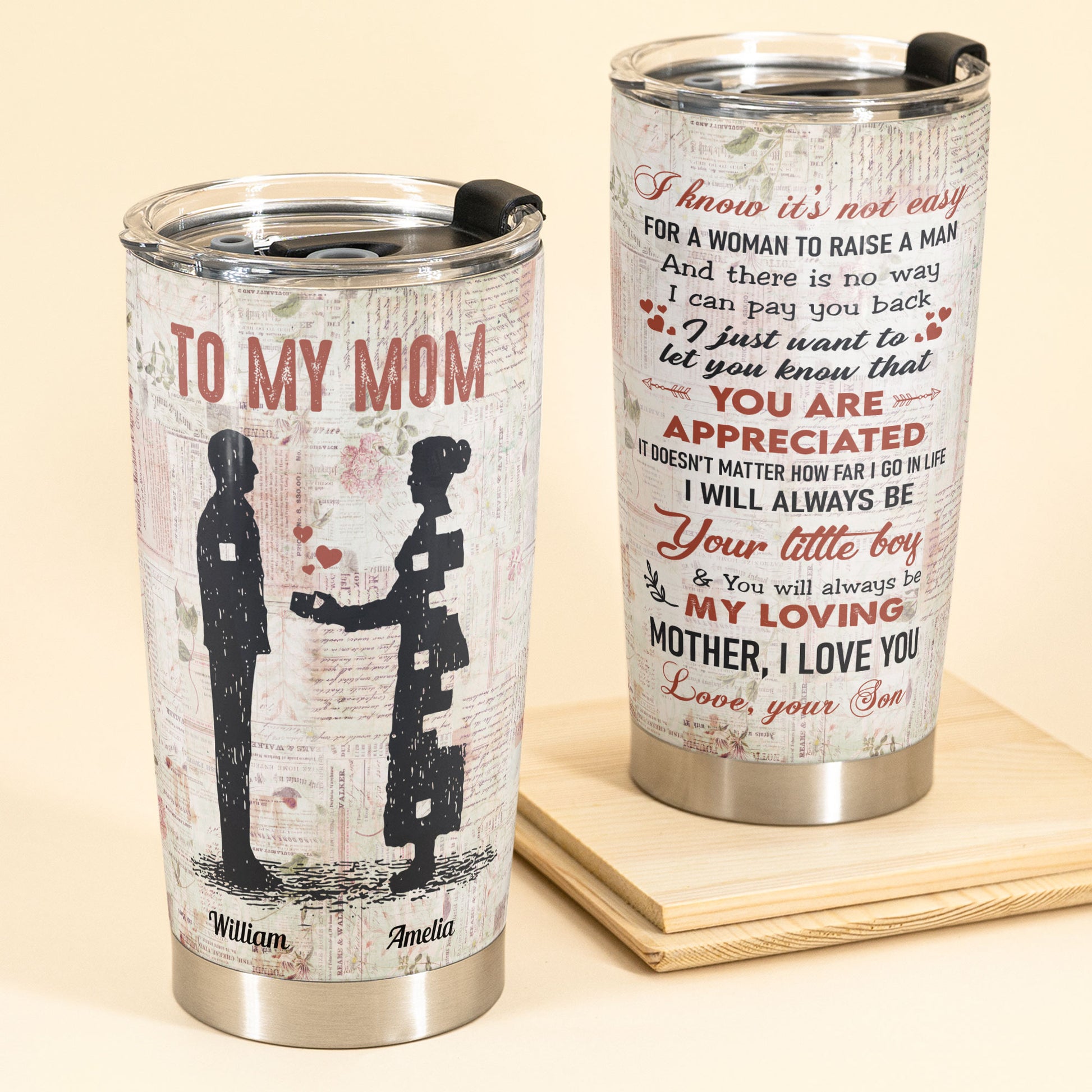 Mom Of Boys - Personalized Wine Tumbler - Mom And Kids Back – Macorner