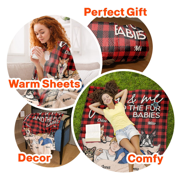 You & Me And Our Fur Babies - Personalized Blanket - Birthday, Anniversary, Loving Gift For Husband, Wife, Couples, Dog & Cat Lovers