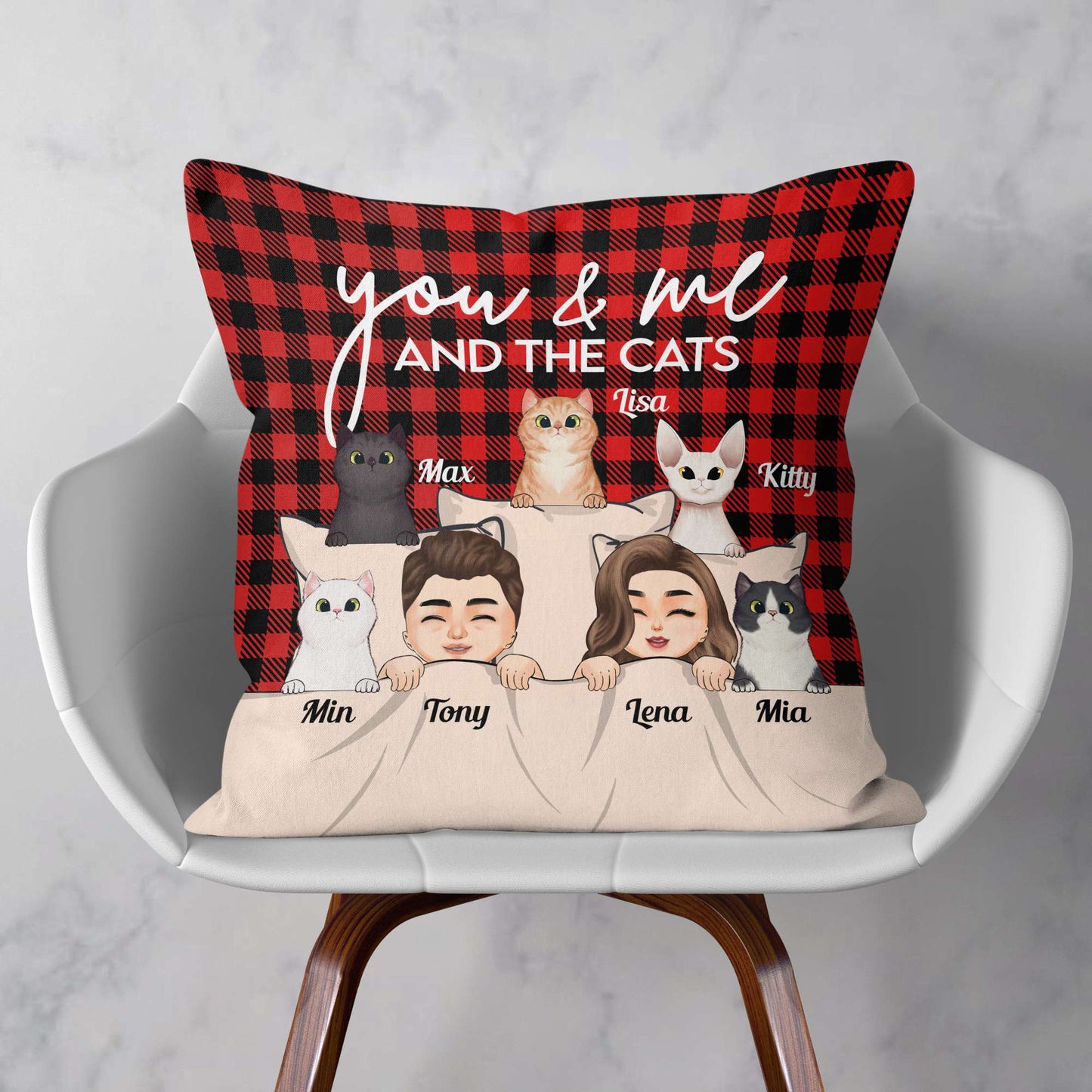 You & Me And The Cats - Personalized Pillow (Insert Included)
