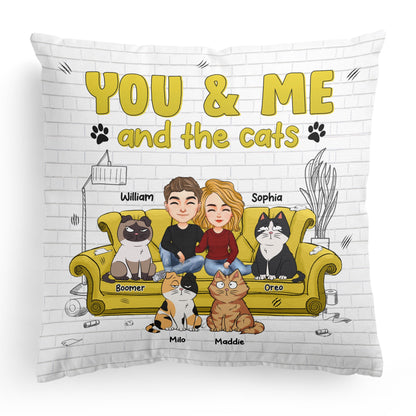 You & Me And The Cats - Personalized Pillow (Insert Included)