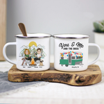 You & Me And The Dogs Camping - Personalized Enamel Mug