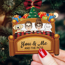 You & Me And The Dogs Cats Pets - Personalized Custom Shaped Wooden Ornament