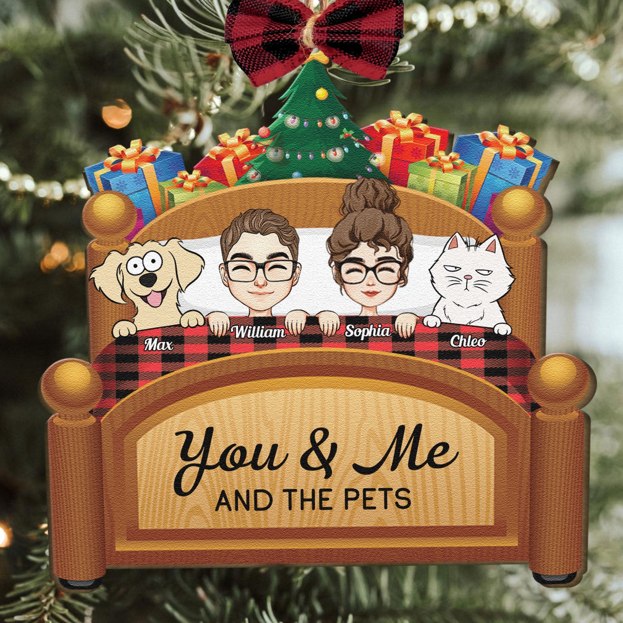 You & Me And The Dogs Cats Pets - Personalized Custom Shaped Wooden Ornament