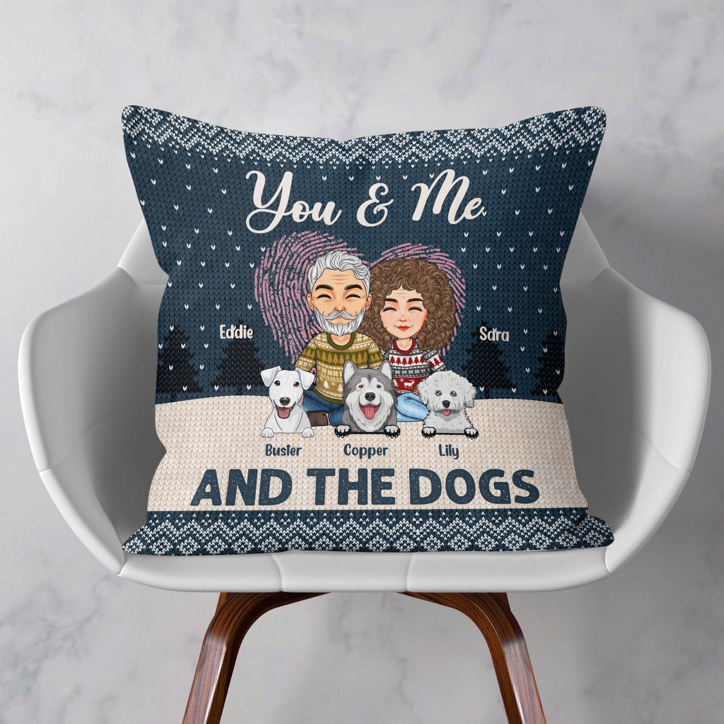 You & Me And The Dogs - Personalized Pillow (Insert Included)