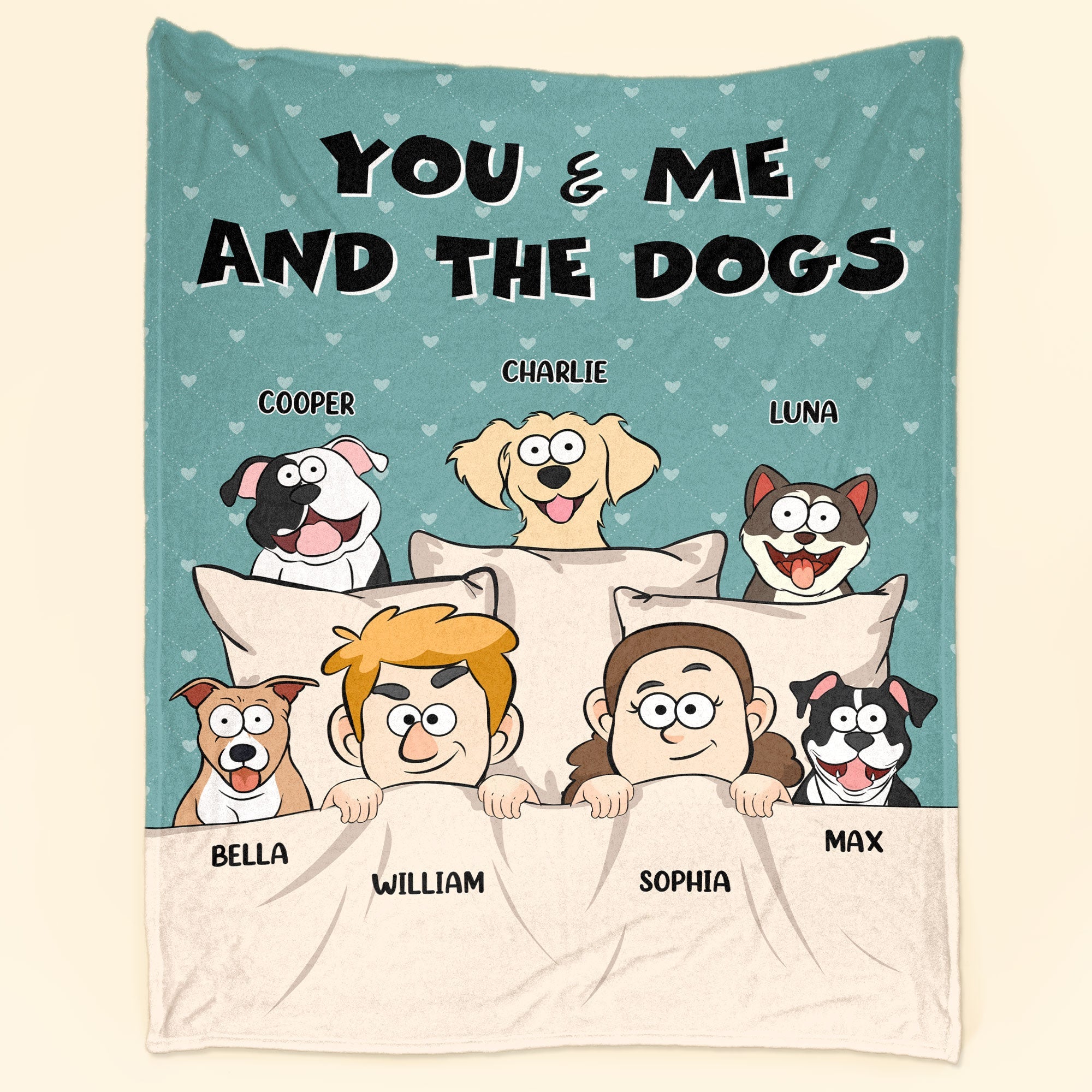 You & Me And The Dogs + The Cats - Personalized Blanket