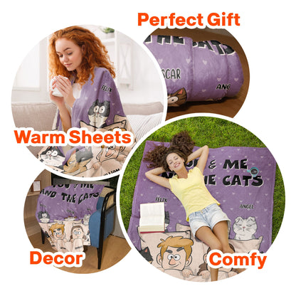 You & Me And The Dogs + The Cats - Personalized Blanket