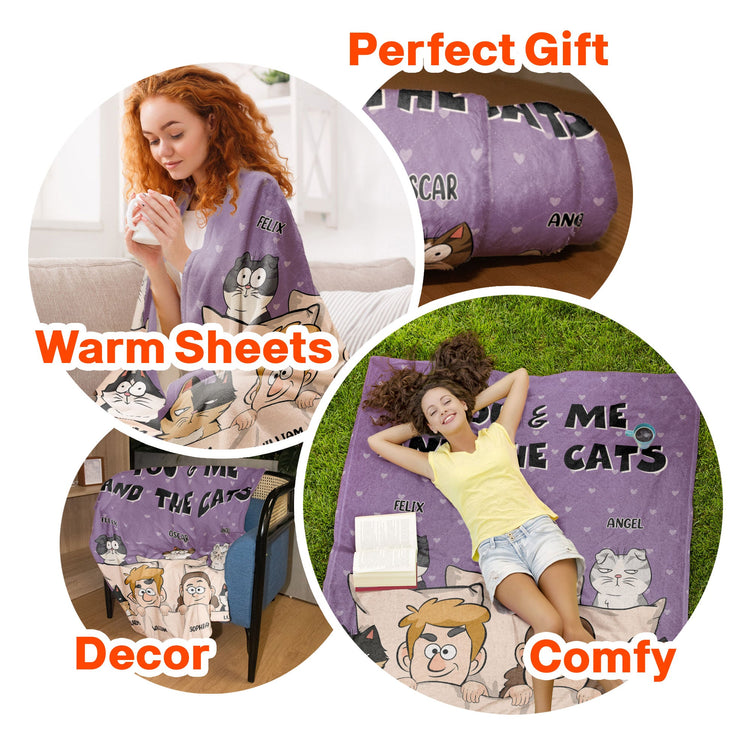 You & Me And The Dogs + The Cats - Personalized Blanket
