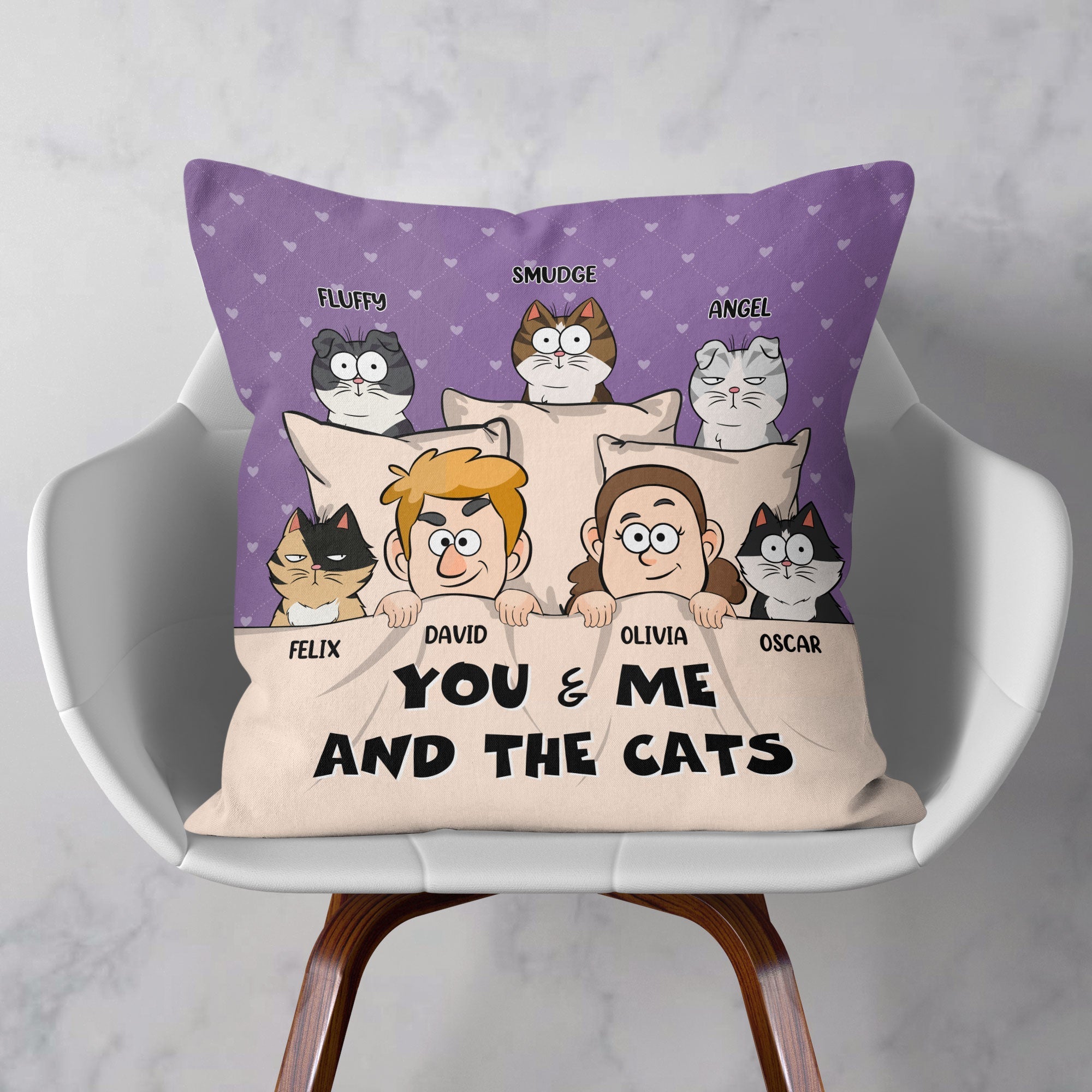 You & Me And The Dogs + The Cats - Personalized Pillow (Insert Included)