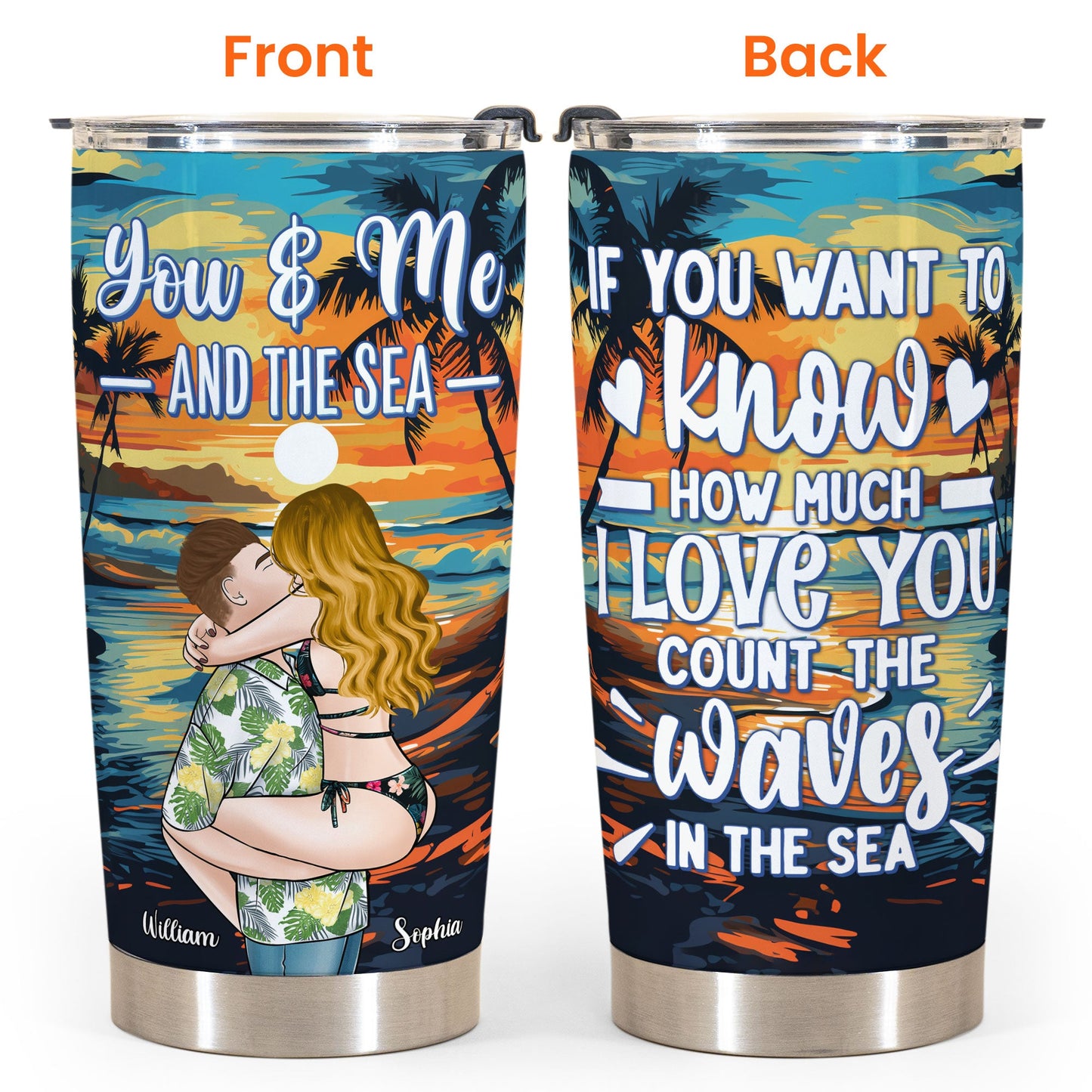 You & Me And The Sea - Personalized Tumbler Cup