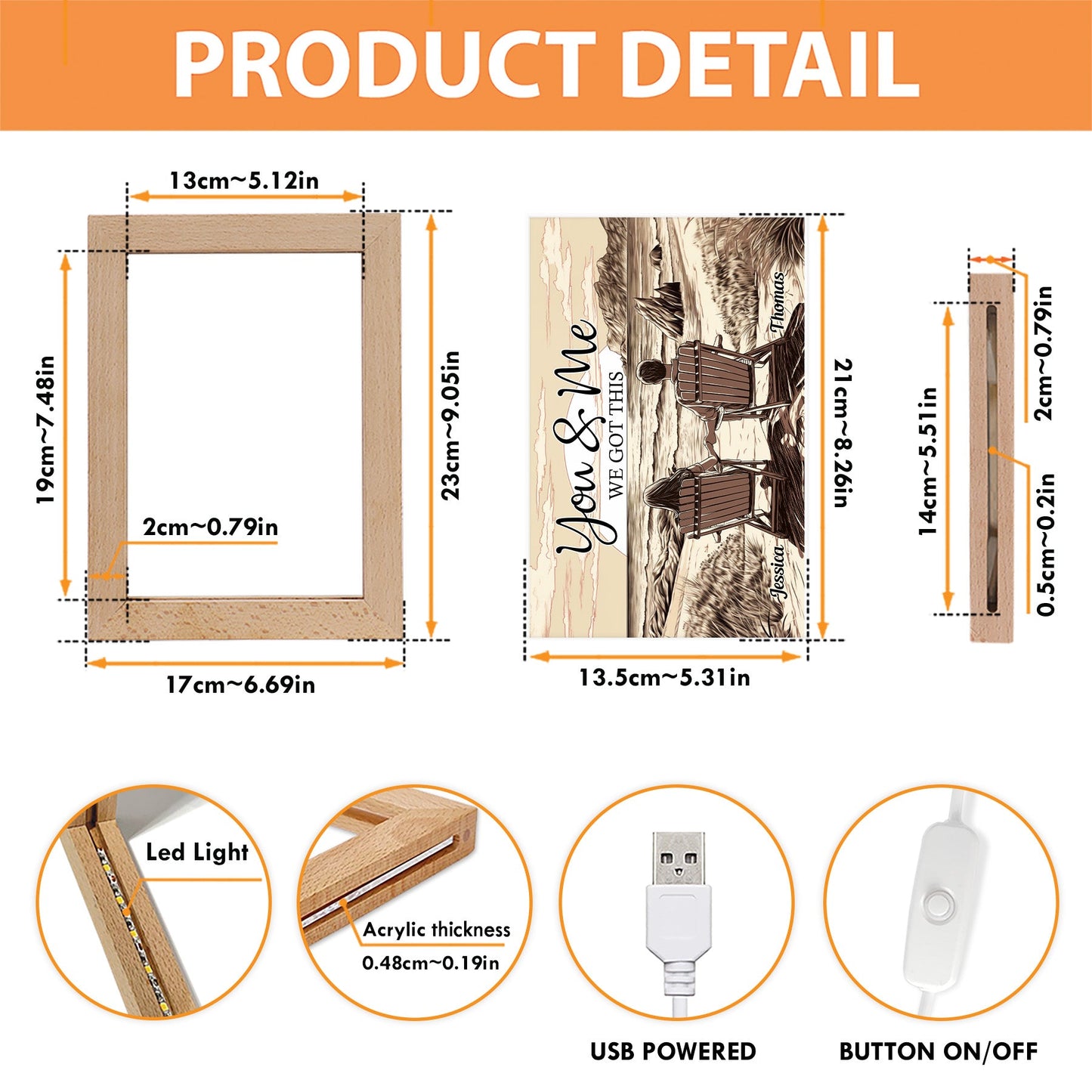 You & Me We Got This - Personalized Frame Lamp