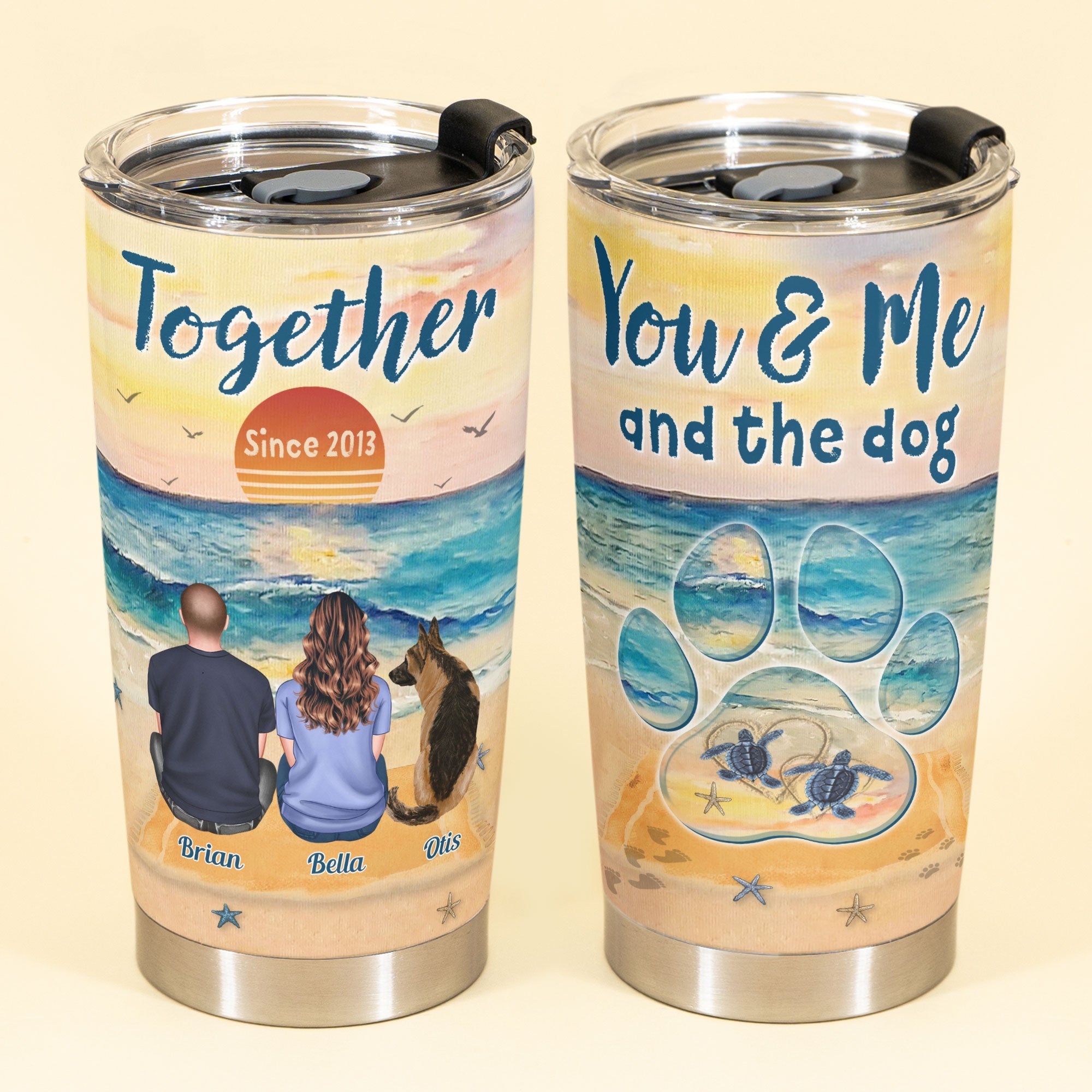 You & Me & The Dogs - Personalized Tumbler Cup