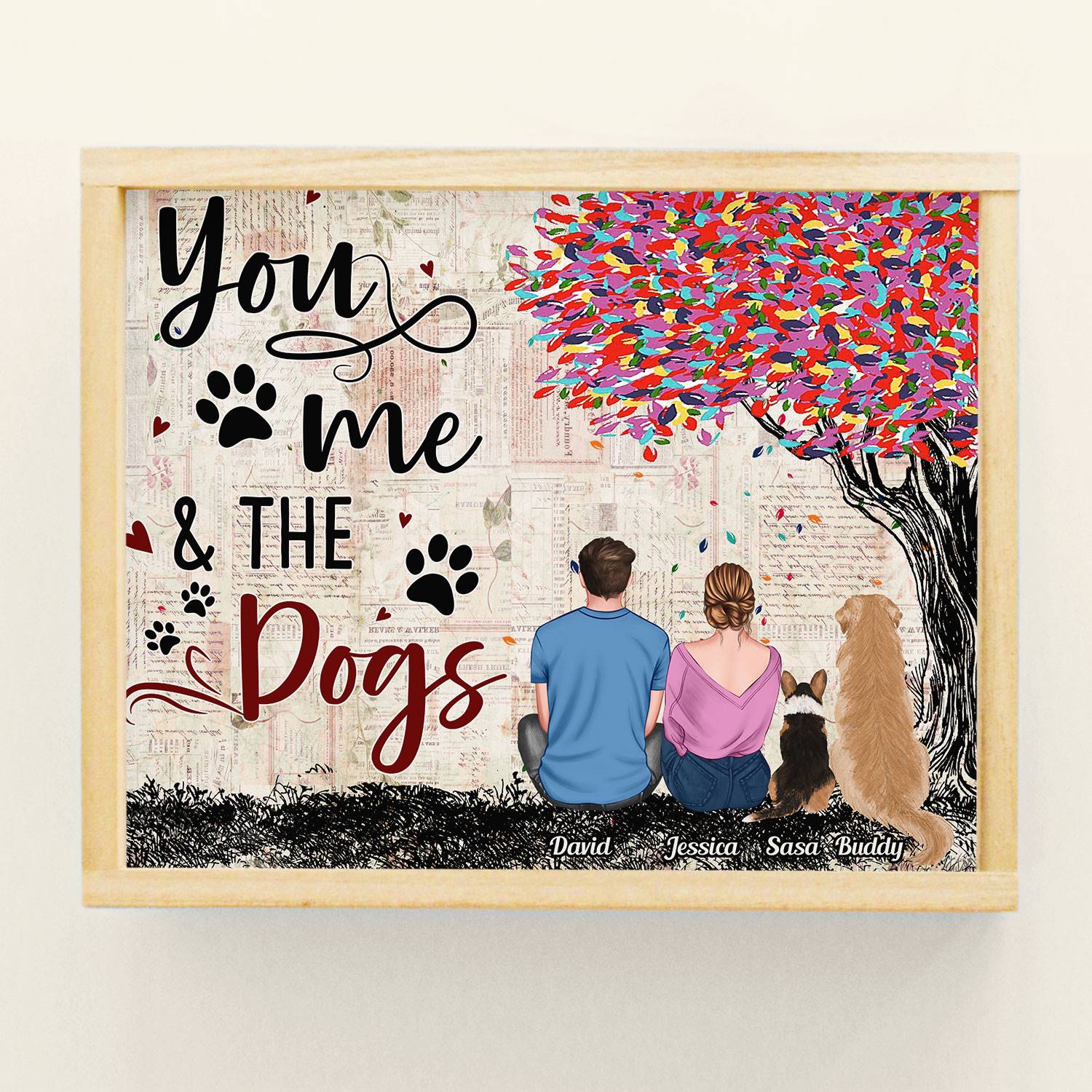 You, Me And The Dogs - Personalized Poster - Valentine Gift For Boyfriend, Husband, Fiance, Girlfriend, Wife, Dog Lover