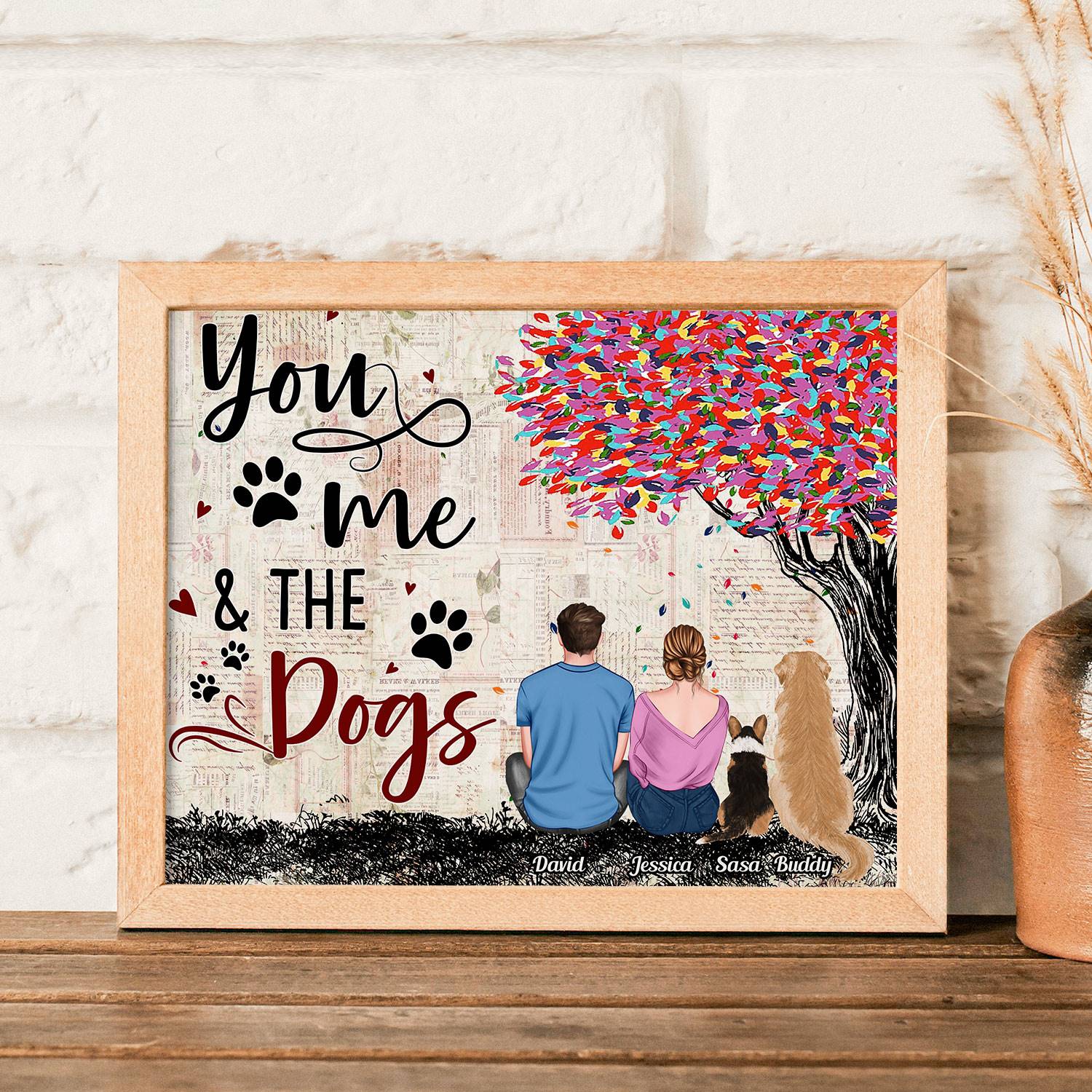 You, Me And The Dogs - Personalized Poster - Valentine Gift For Boyfriend, Husband, Fiance, Girlfriend, Wife, Dog Lover