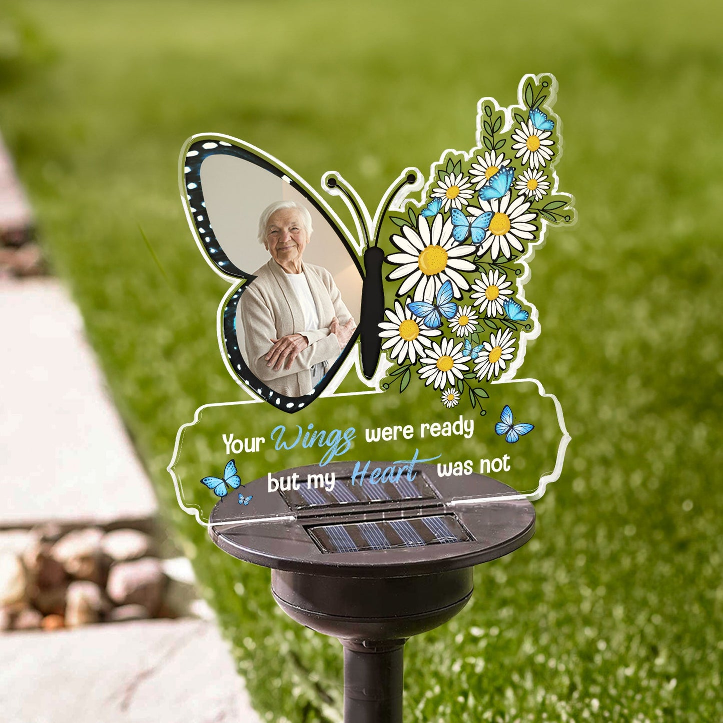 Your Wings Were Ready But My Heart Was Not - Personalized Photo Solar Light