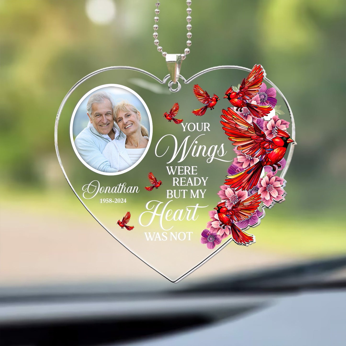 Your Wings Were Ready - Personalized Photo Car Ornament