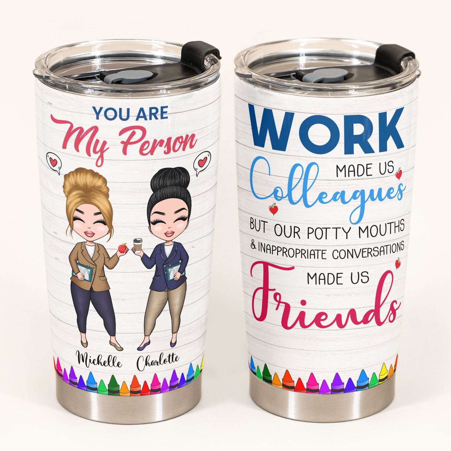 You're My Person - Personalized Tumbler Cup - Gift For Best Friends - Cartoon Teacher