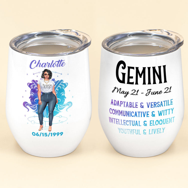 Zodiac Constellation - Personalized Wine Tumbler - Birthday Gift For Girl, Friend, Astrology Lover 