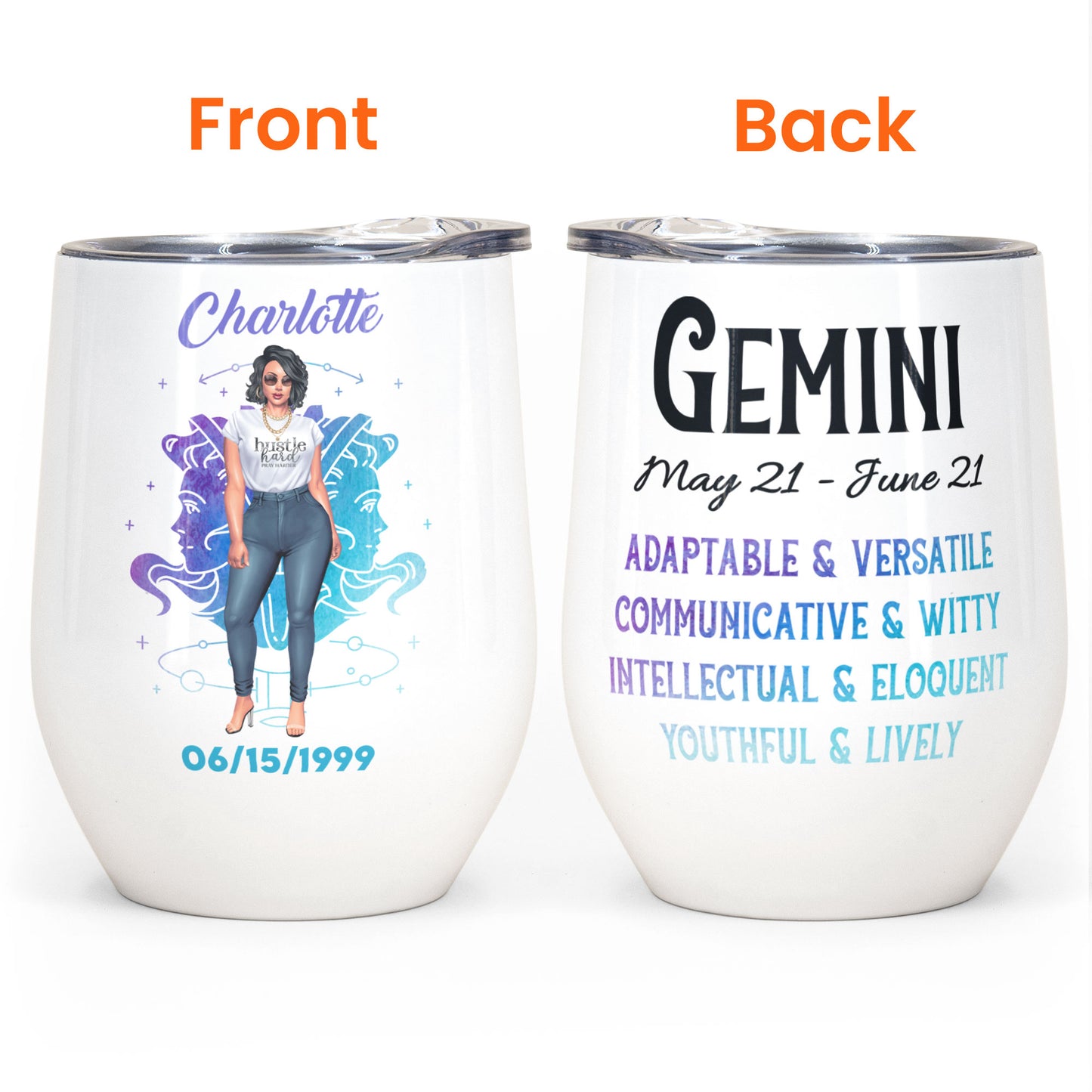 Zodiac Constellation - Personalized Wine Tumbler - Birthday Gift For Girl, Friend, Astrology Lover 