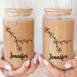 Zodiac Flower Birthday Gift For Women - Personalized Clear Glass Can