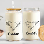 Zodiac Flower Birthday Gift For Women - Personalized Clear Glass Can
