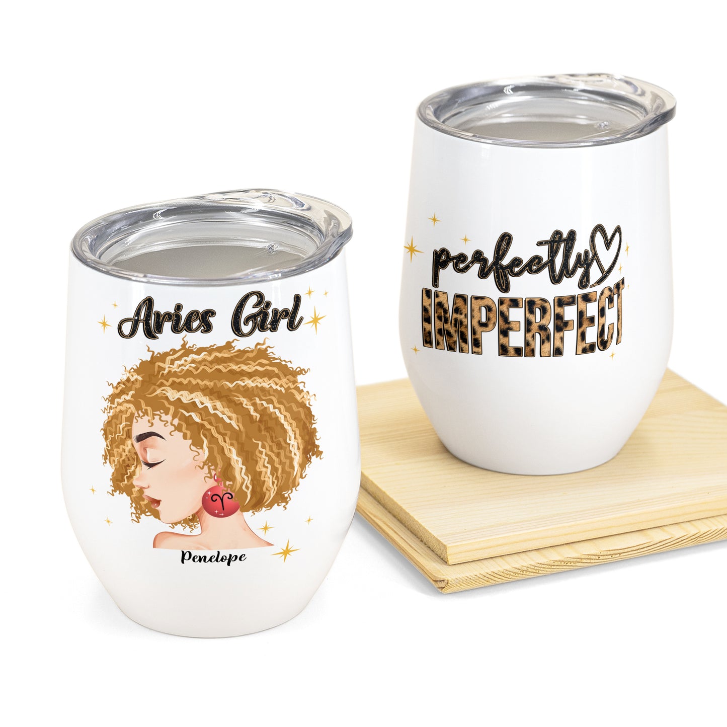 Zodiac Girl Perfectly Imperfect - Personalized Wine Tumbler - Birthday Gift For Girl, Friend, Astrology Lover