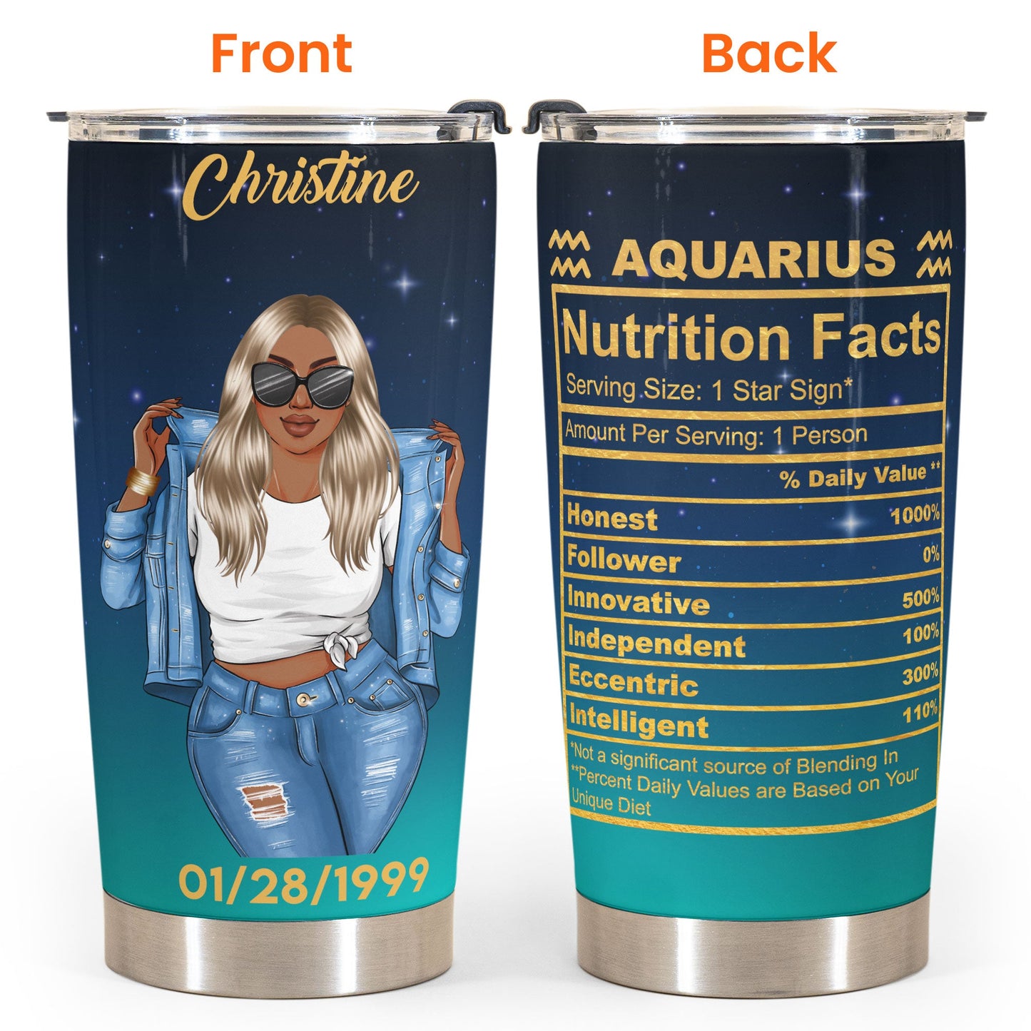 Zodiac Nutrition Facts Ver9 - Personalized Tumbler Cup - Birthday Gift For Astrology Lovers, Gift For Daughter, Sister, Besties