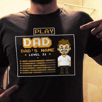 Gaming Dad Playing Game Pixel Father Character Customized Shirt-Macorner