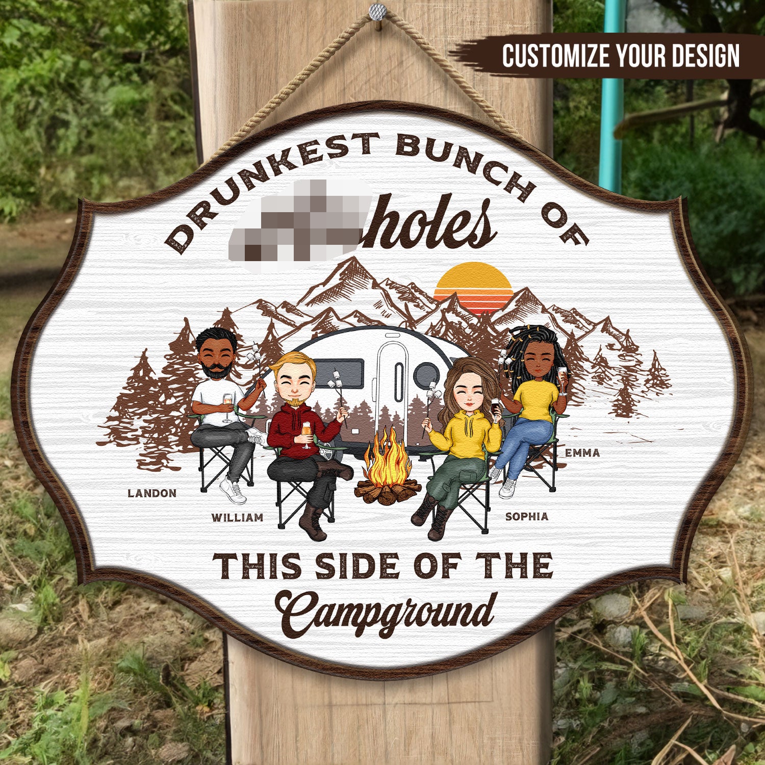 Drunkest Bunch Of Assholes - Personalized Custom Shaped Wood Sign