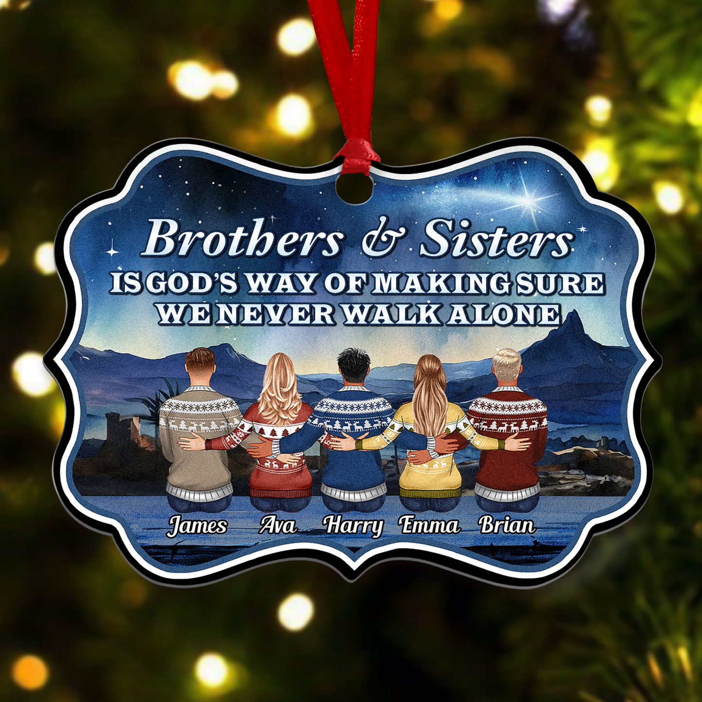 Siblings Never Walk Alone - Personalized Aluminum Ornament