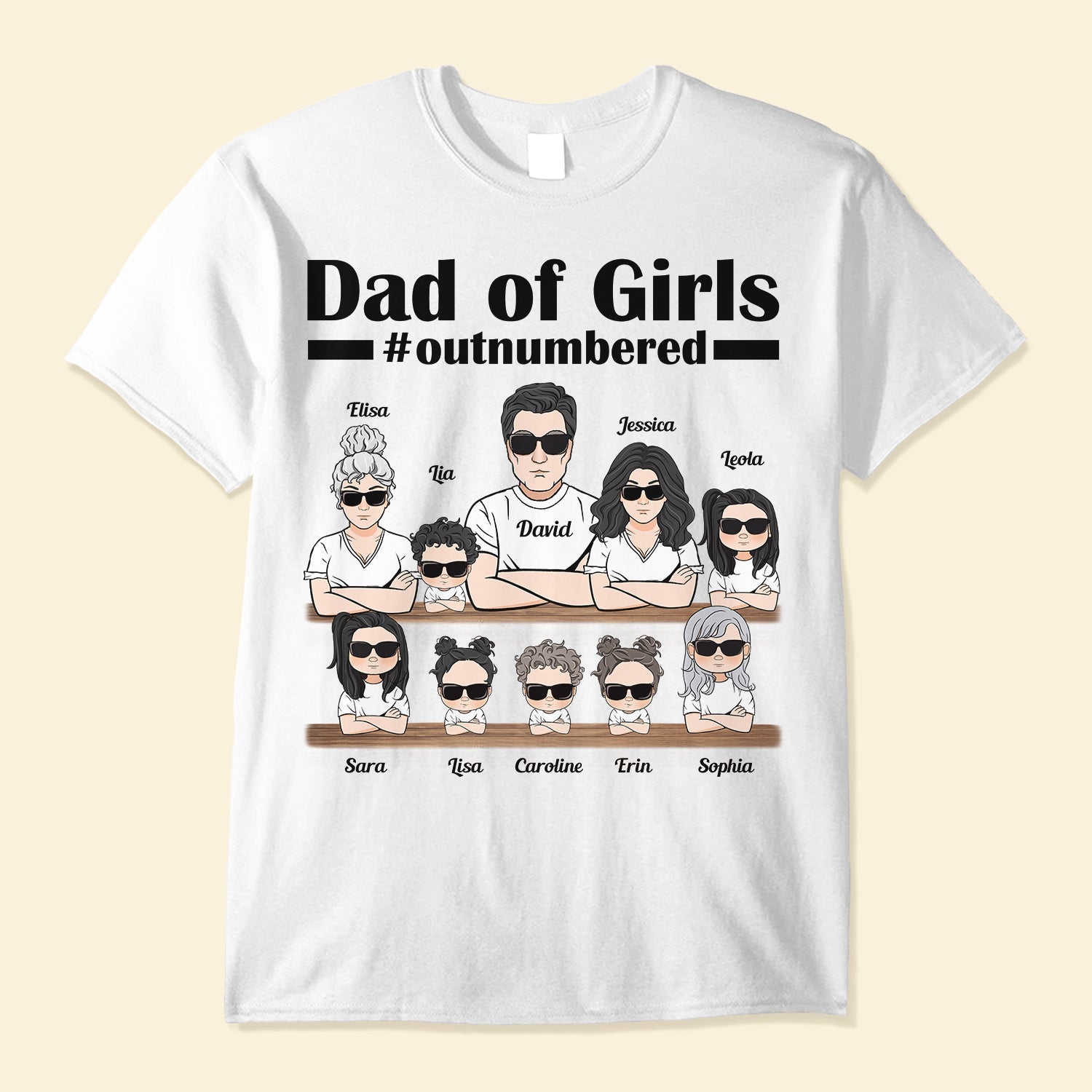 Father's Day Gifts, Dad Of Girls - Personalized Shirt - Birthday Father's Day Gift For Dad, Daddy, Fathers - Gift From Wife - Daughters