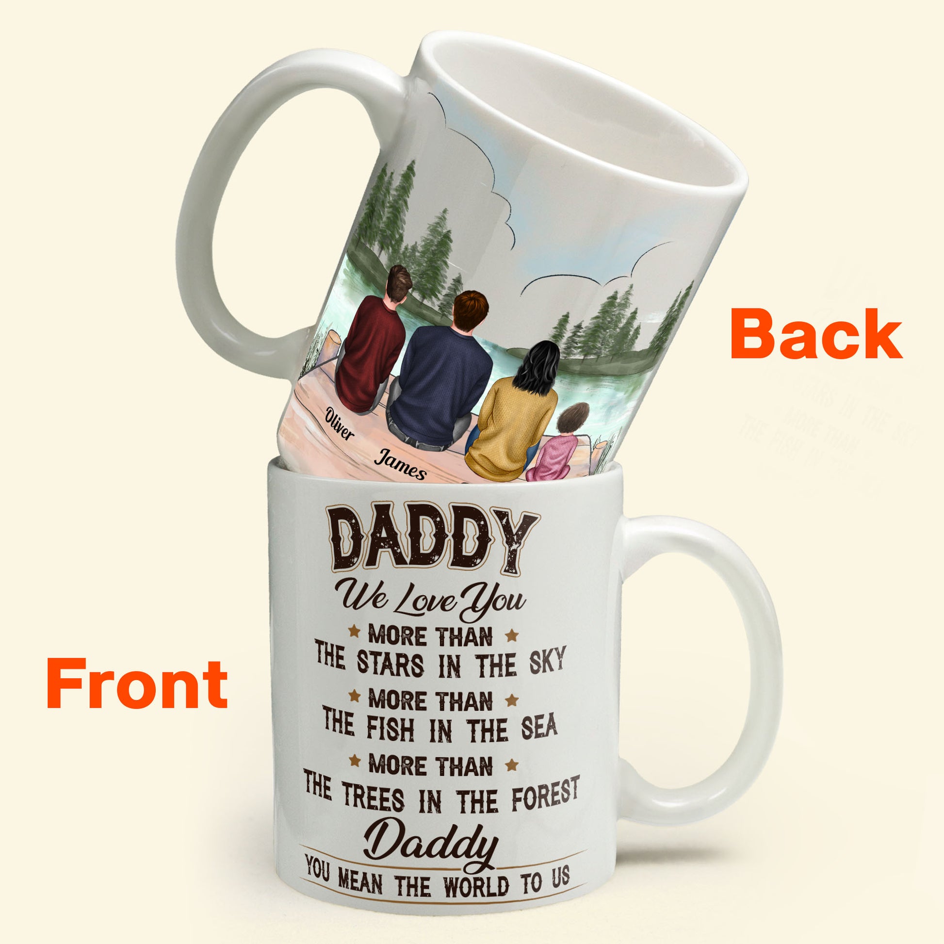 Custom Papa Bear Coffee Mug - Personalized Cup Gifts for Birthday, Father's  Day
