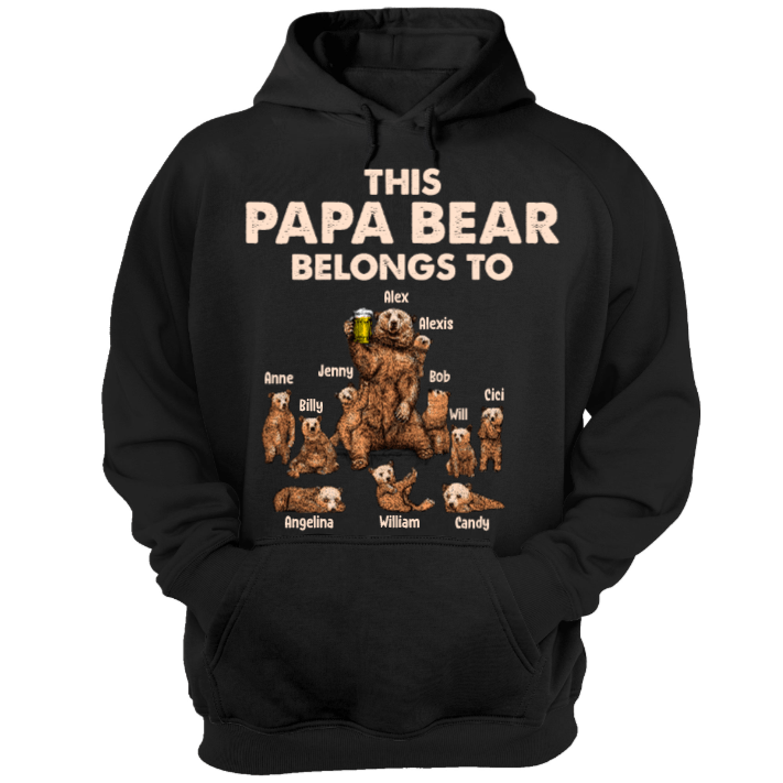 Macorner Daddy Bear It's Not A Dad Bod - Personalized Shirt - Papa Bear and Cubs Pullover Hoodie / Black / XL