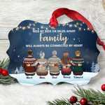 Family Connected By Heart - Personalized Wooden/Aluminum Ornament - Family Hugging
