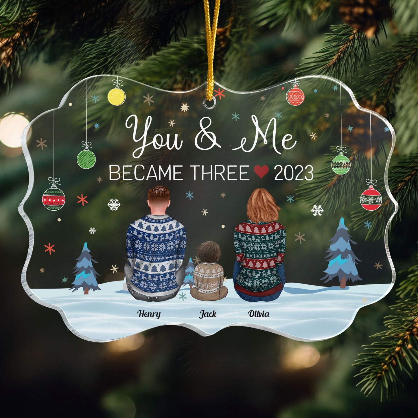 Growing Family, New Baby - Personalized Acrylic Ornament