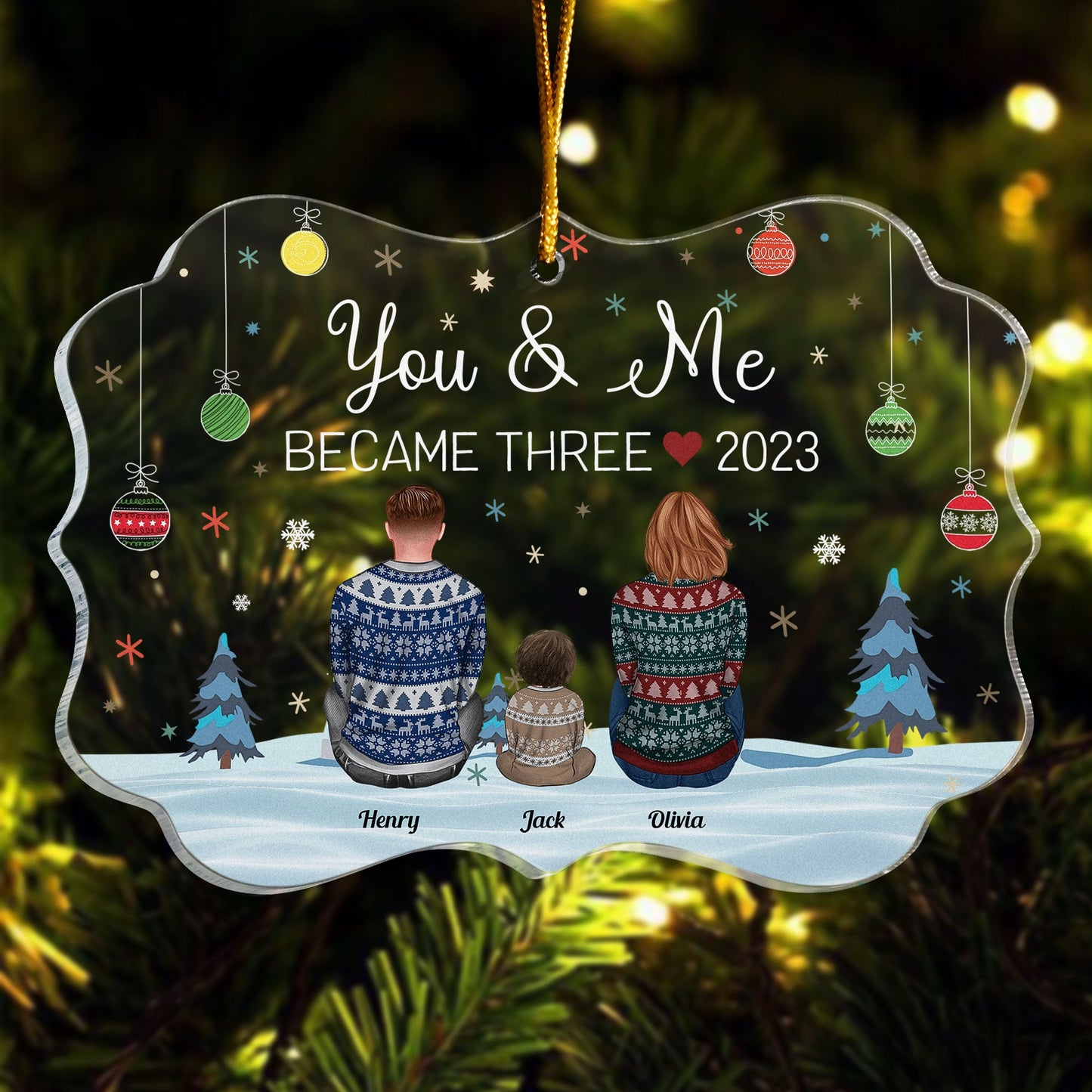 Growing Family, New Baby - Personalized Acrylic Ornament