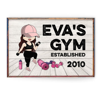 Gym Sign - Personalized Poster/Wrapped Canvas - Gift For Gymer - Cute Fitness Girl