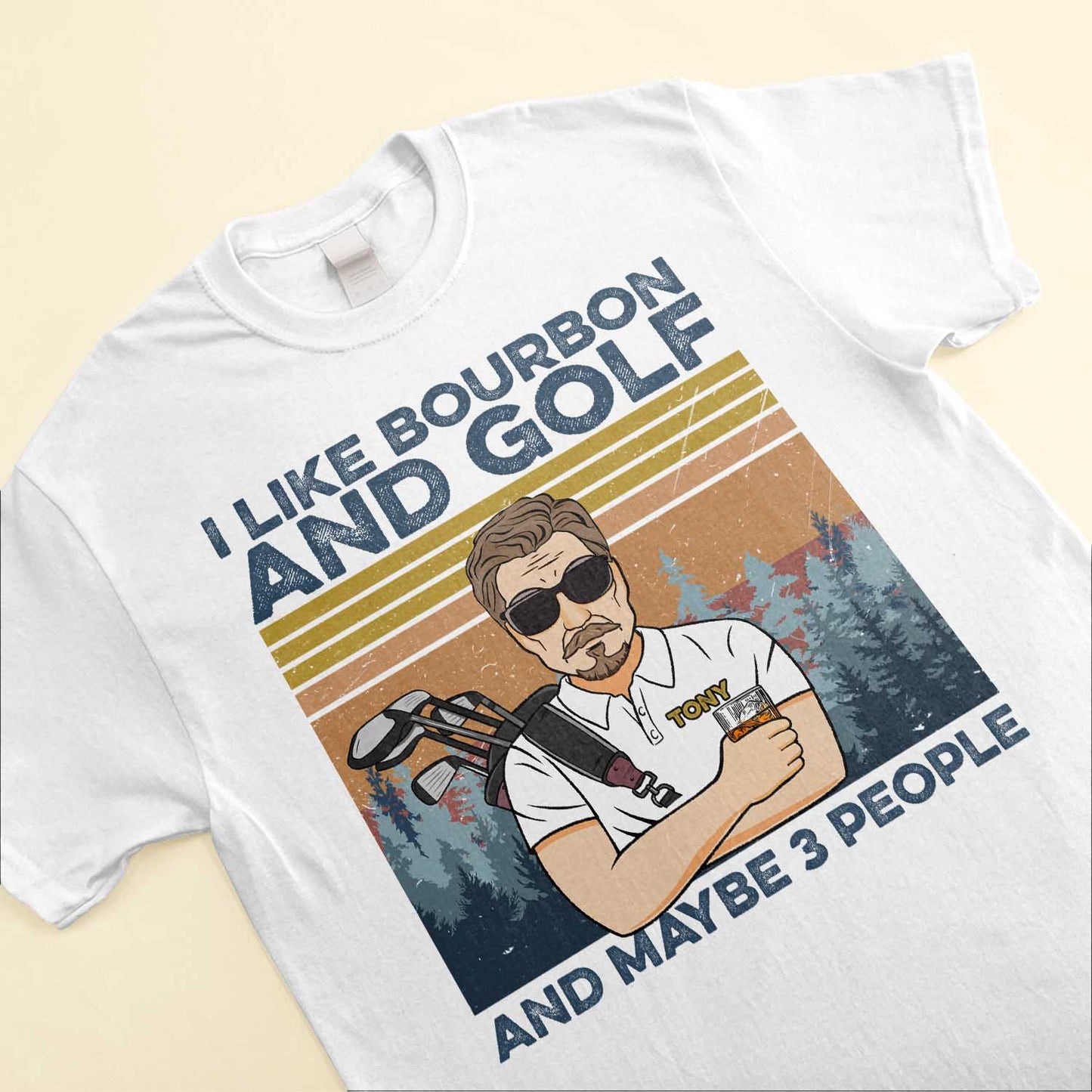 I Like Beer, Bourbon And Golf - Personalized Shirt - Father's Day Gift For Dad