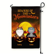 Beware Of The Meownsters - Personalized Garden Flag - Glaring Cat