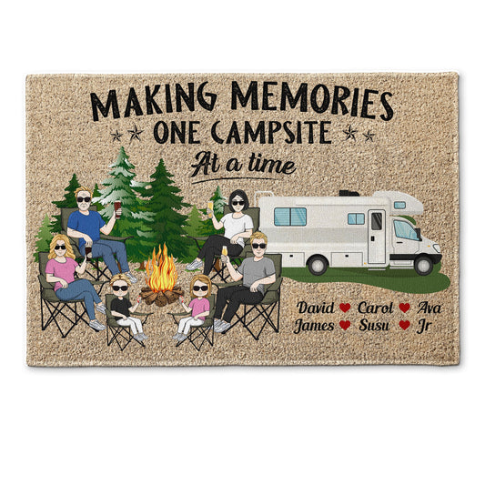 Making Memories One Campsite At A Time Ver 2 - Personalized Doormat - Camping Family