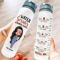 Water Scrubs & Rubber Gloves - Personalized Water Tracker Bottle