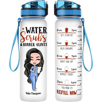 Water Scrubs & Rubber Gloves - Personalized Water Tracker Bottle