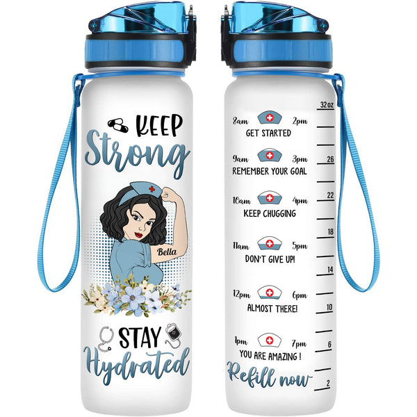 Personalized Nurse Water Tracker Bottle - She Works Willingly With Her -  GoDuckee