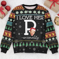 I Love Her P I Love His D - Personalized Ugly Sweater