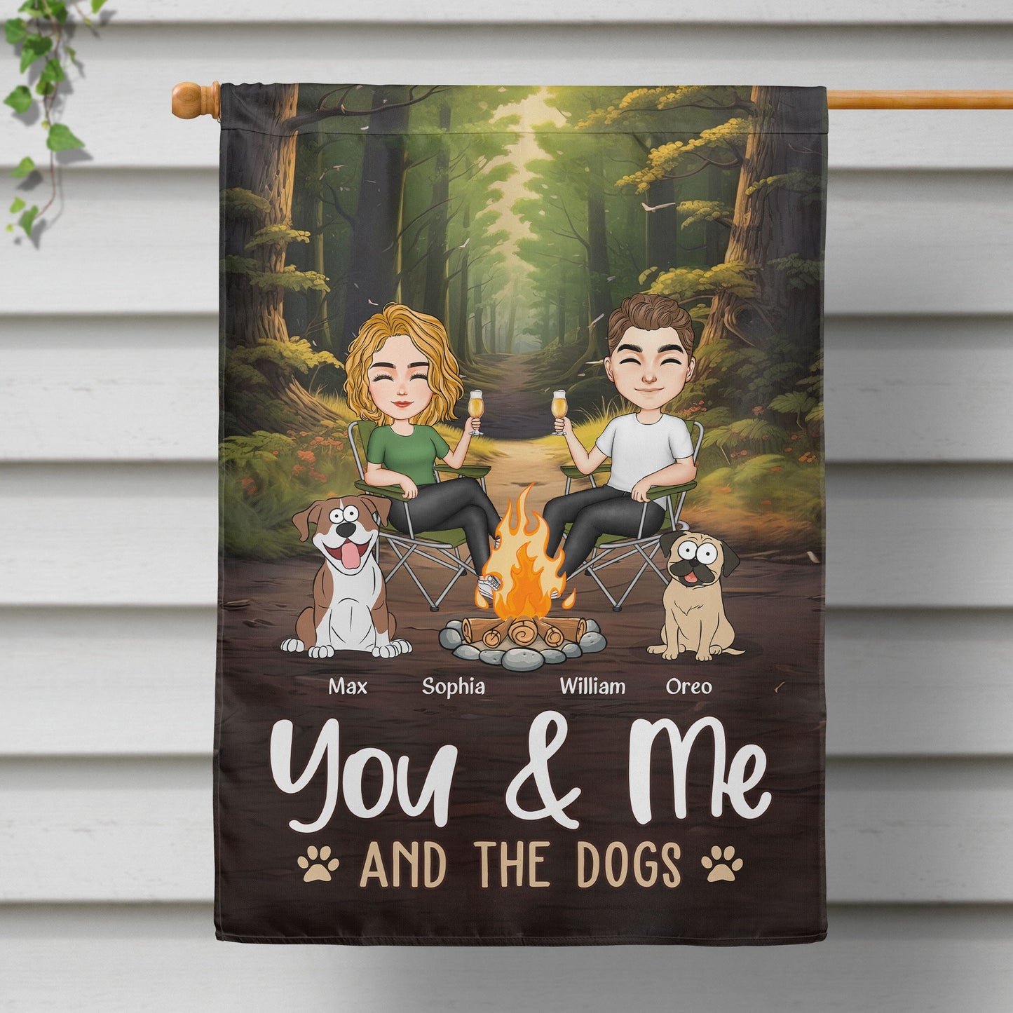 You & Me & The Pets - Personalized Garden Flag