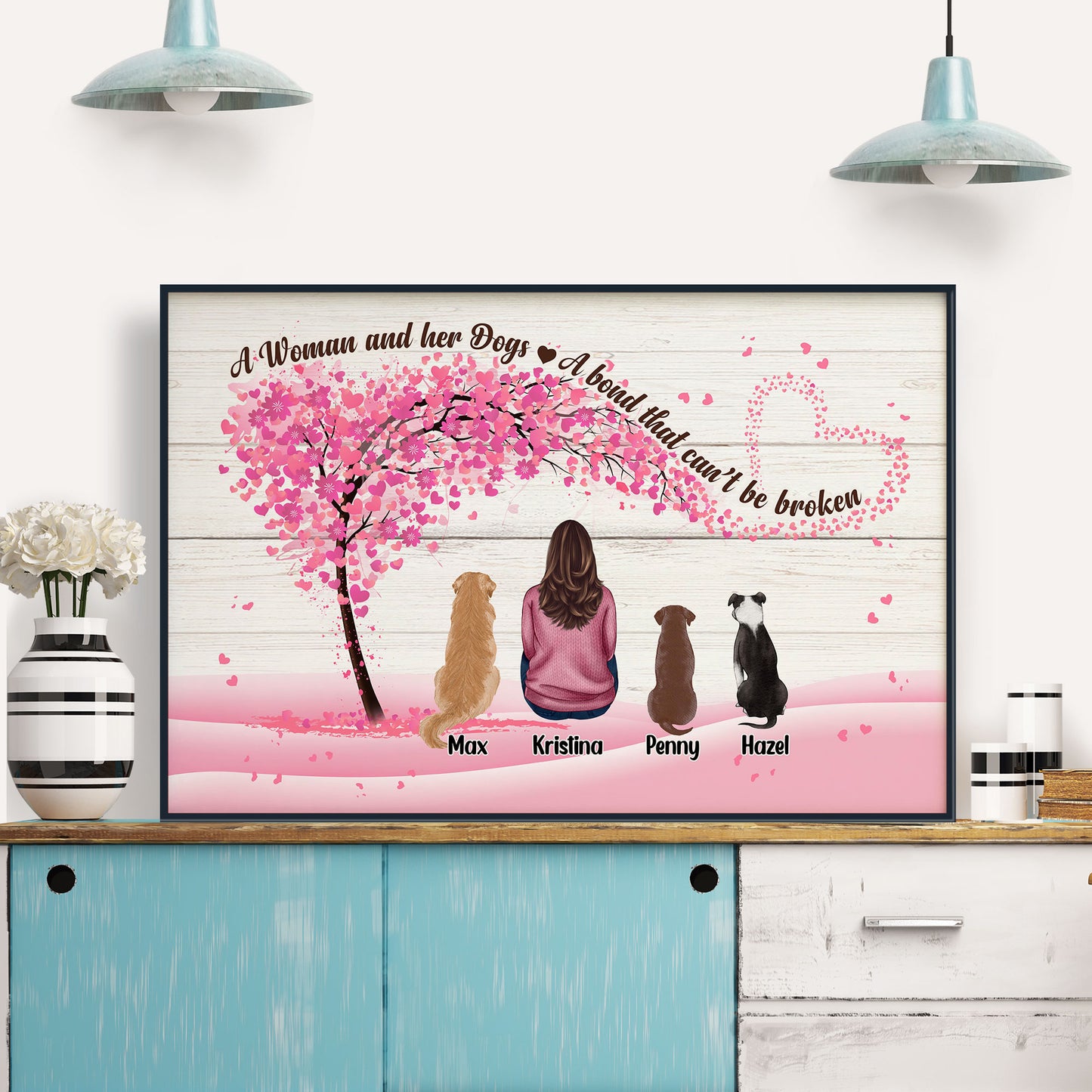 Girl And Her Pets - A Bond That Can Be Broken - Personalized Poster/Wrapped Canvas - Birthday Gift For Dog Lover, Cat Lover, Dog Owner, Cat Owner, Pet Lover