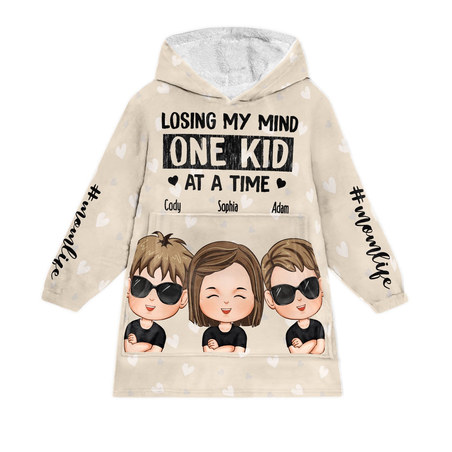 Losing My Mind One Kid At A Time - Personalized Oversized Blanket Hoodie