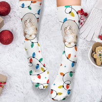 Christmas Lights - Personalized Photo Crew Socks