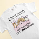 My Cats Are Reasons I Wake Up Every Morning - Personalized Shirt - Gift For Cat Lovers, Cat Mom - Peeking Cats