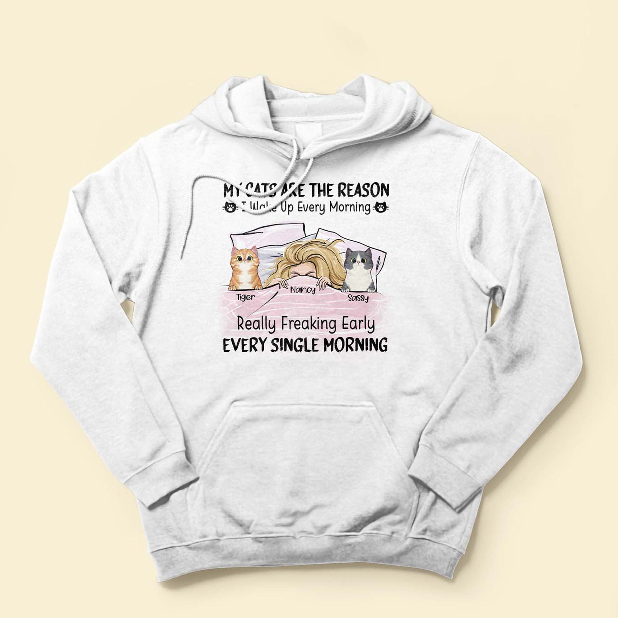 My Cats Are Reasons I Wake Up Every Morning - Personalized Shirt - Gift For Cat Lovers, Cat Mom - Peeking Cats