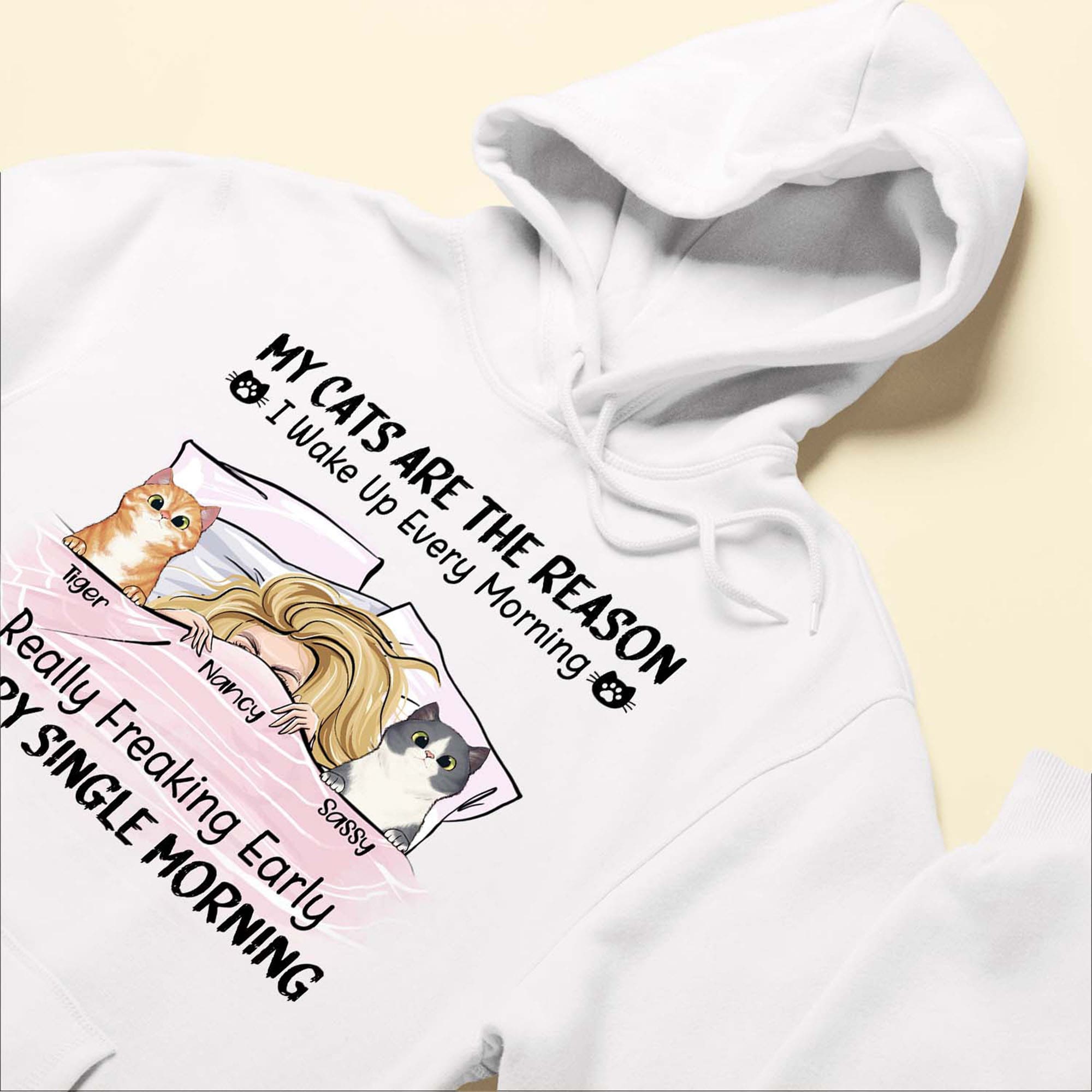 My Cats Are Reasons I Wake Up Every Morning - Personalized Shirt - Gift For Cat Lovers, Cat Mom - Peeking Cats
